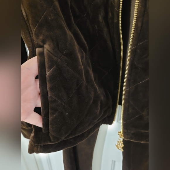 Lauren Ralph Lauren Brown Velour Tracksuit Women's Size Large - Picture 8 of 14
